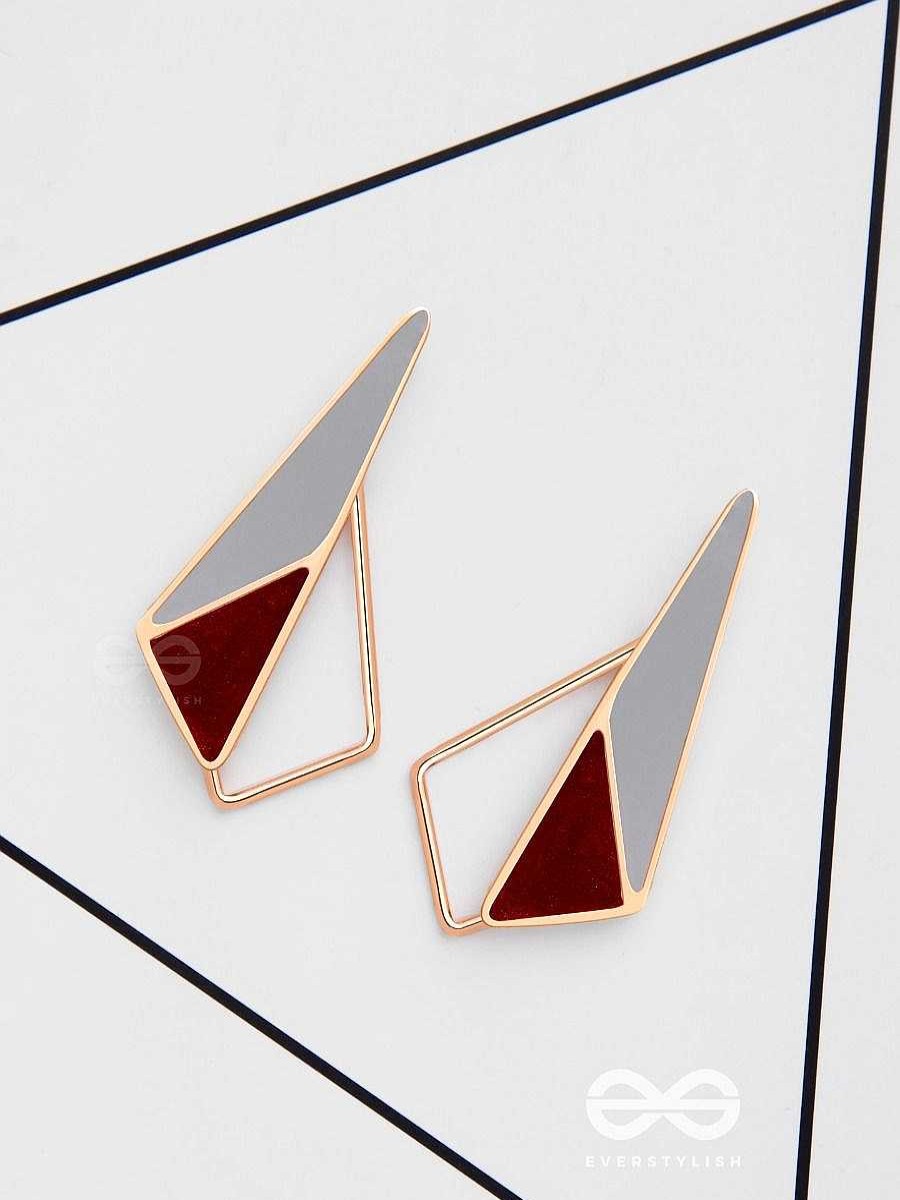 Earrings Everstylish | Sleek Scarlet Shadows - Casual Enameled Earrings