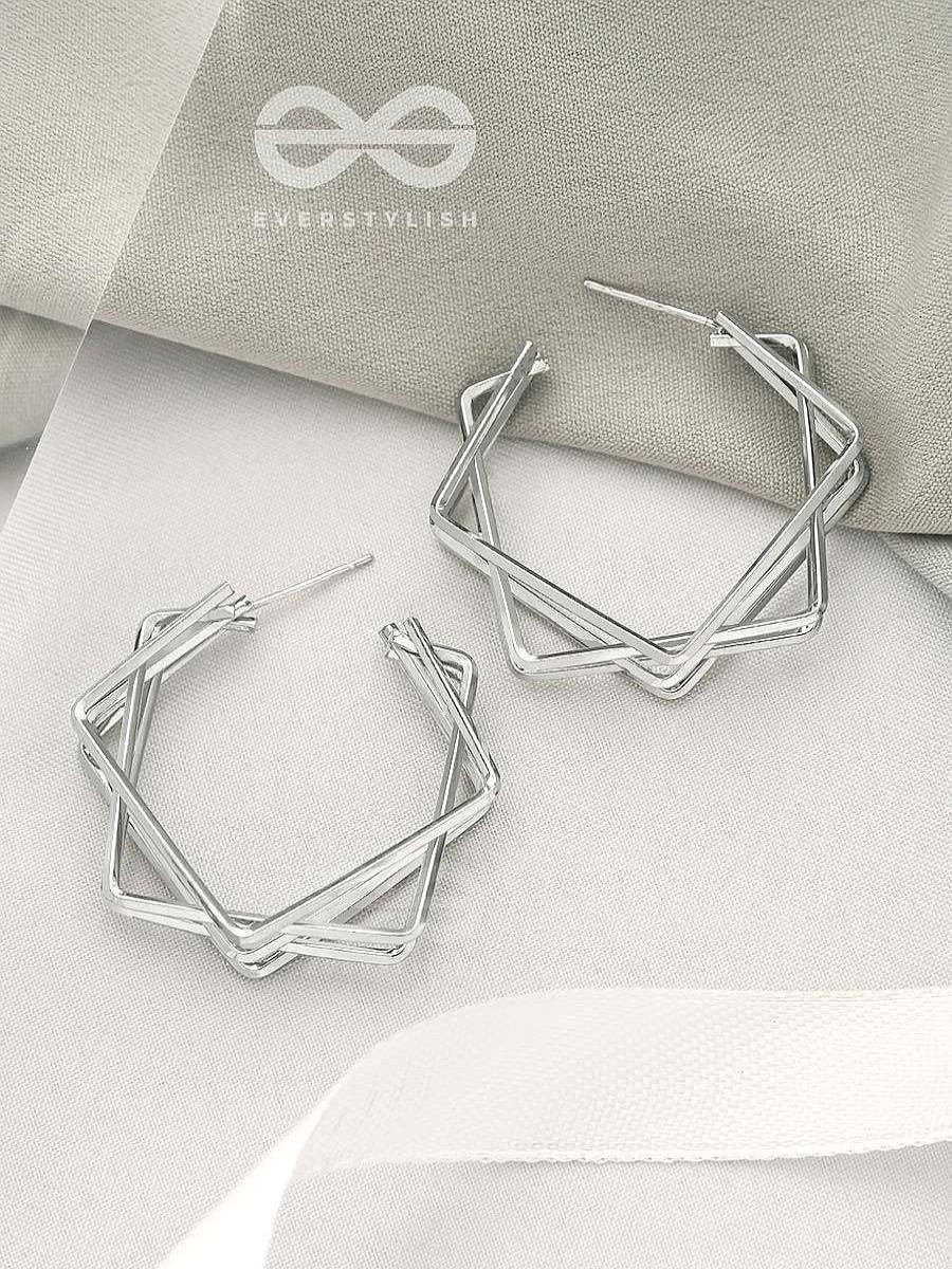 Earrings Everstylish | The Jumbled Squares- Chic Silver Earrings