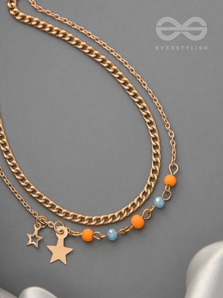 Anklets Everstylish | The Lucky Stars- Golden Beads Layered Anklet