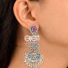 Earrings Everstylish | The Embellished Oxidised Collection - Intricate Delight Earrings- Red