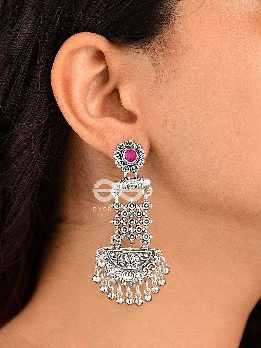 Earrings Everstylish | The Embellished Oxidised Collection - Intricate Delight Earrings- Red