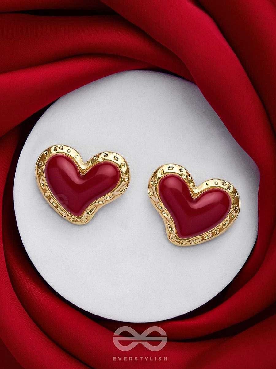 Earrings Everstylish | Beats Of Beauty - Golden Embellished Earrings (Red)