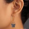 Earrings Everstylish | The Beauteous Butterfly Hoops (Grey) - Golden Casual Earrings