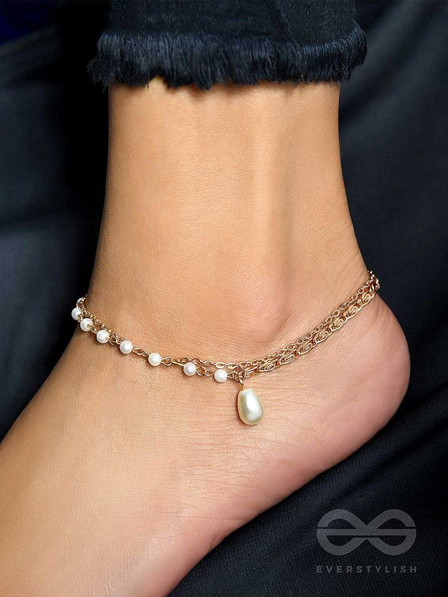 Anklets Everstylish | Pearlbound- Double Layer Golden Pearl Anklet