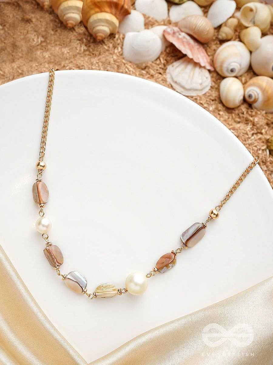 Neckpieces Everstylish | The Sea Sensation- Golden Pearl Necklace