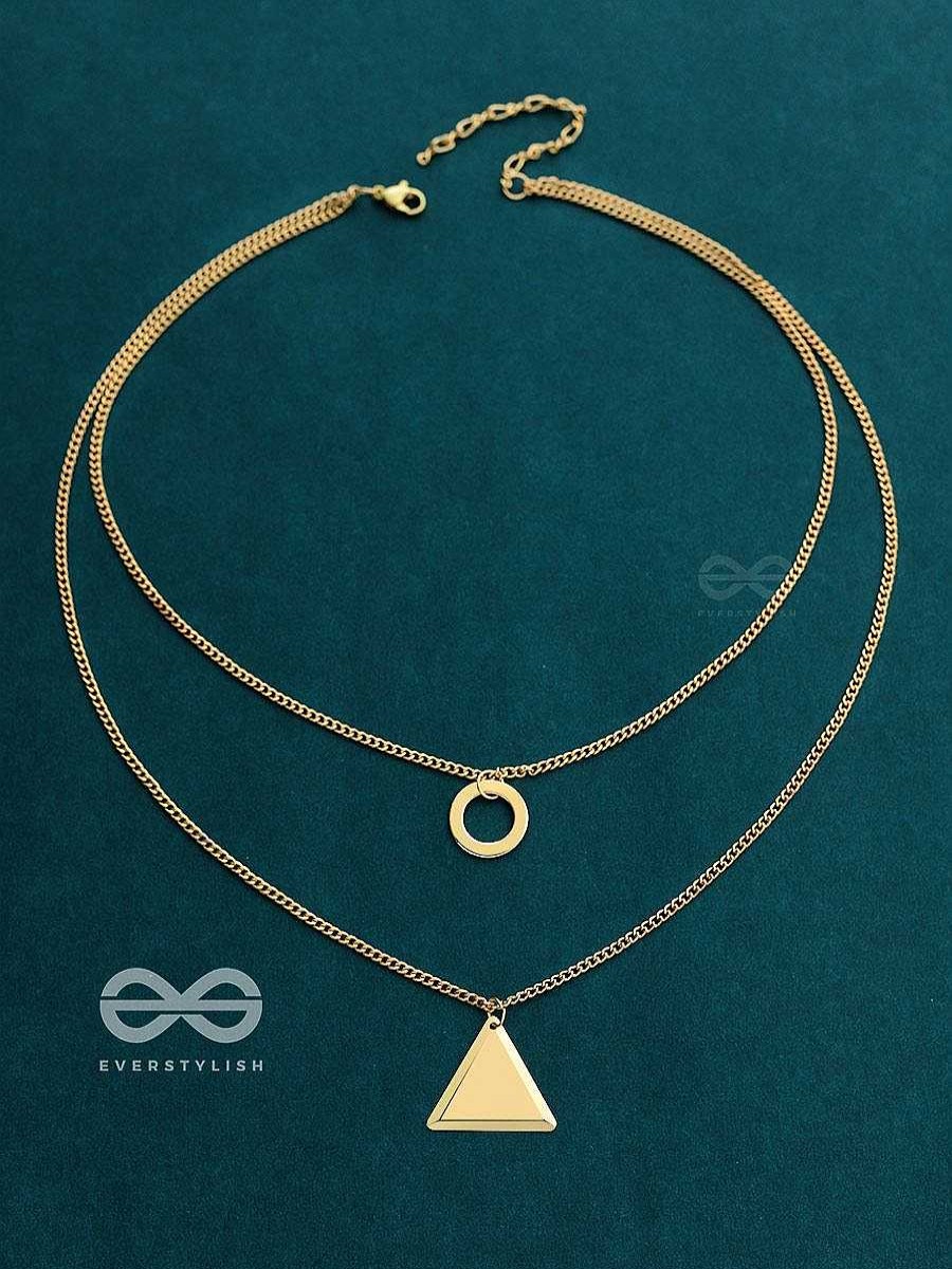 Neckpieces Everstylish | A Geometric Statement - Golden Layered Neckpiece With Anti-Tarnish Coating