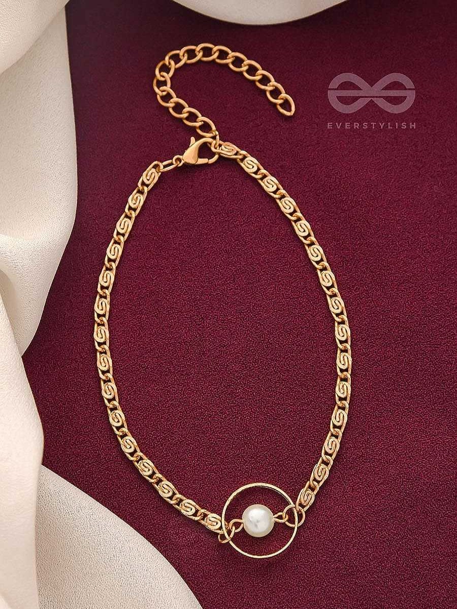 Anklets Everstylish | The Moon Ring- Golden Pearl Anklet