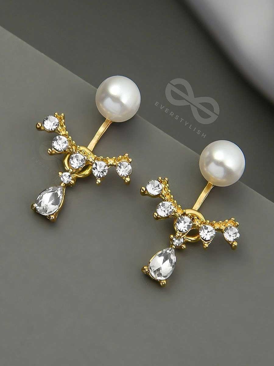 Earrings Everstylish | The Majestic Pearl Chandeliers - Golden Statement Earrings