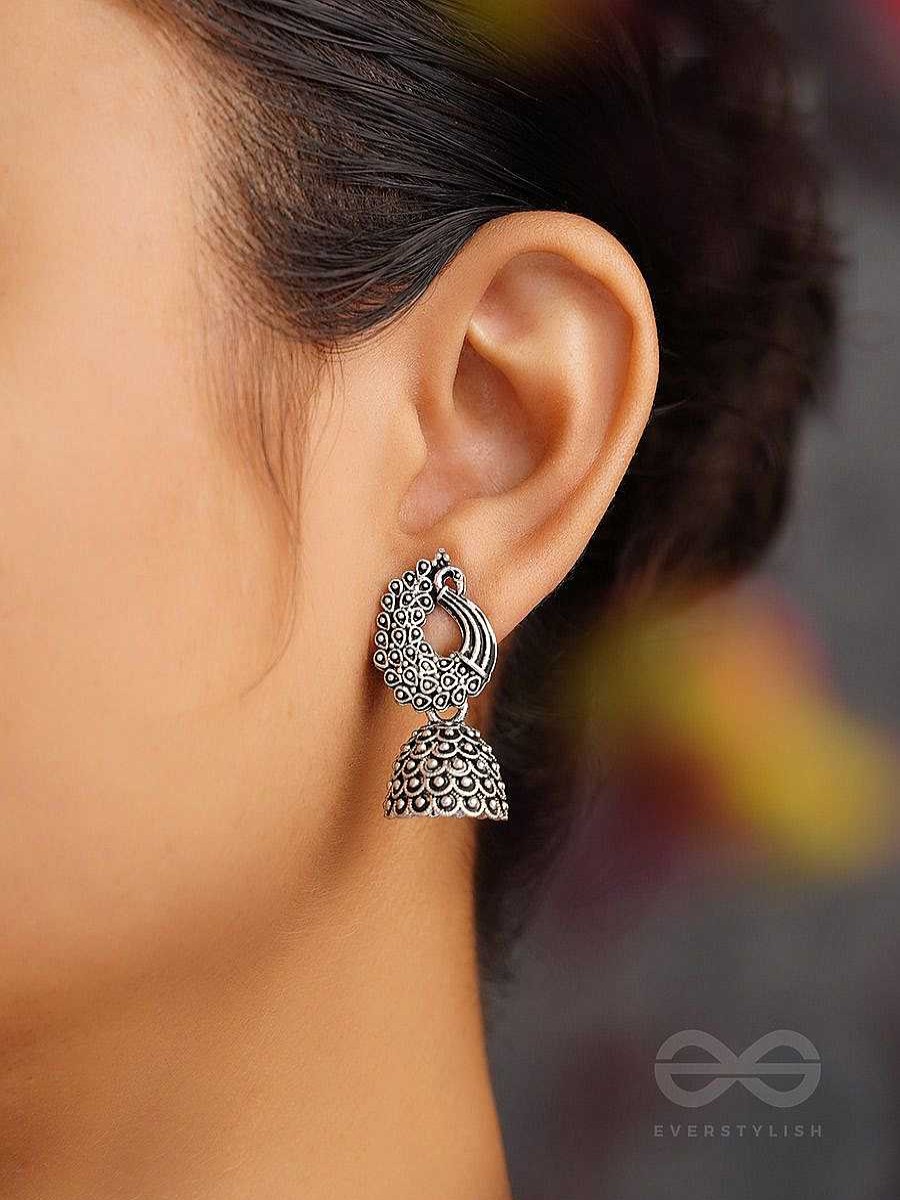 Earrings Everstylish | The Twirling Peacock- Oxidised Jhumka Earrings