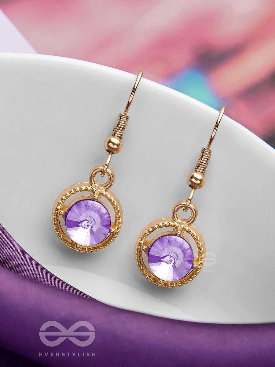 Earrings Everstylish | The Purple Haze - Golden Embellished Earrings