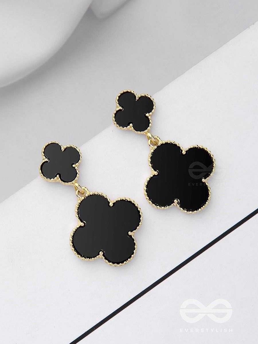 Earrings Everstylish | Good Luck Charm - Golden & Black Drop Earrings