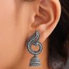 Earrings Everstylish | The Reclining Peacock - Oxidised Jhumka Earrings