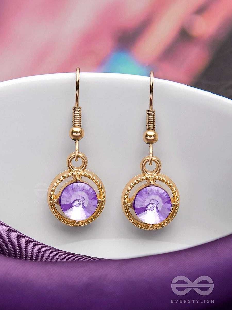 Earrings Everstylish | The Purple Haze - Golden Embellished Earrings