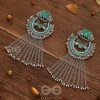 Earrings Everstylish | The Dangling Blooming Lotus - Statement Meenakari Earrings (Pine Green)