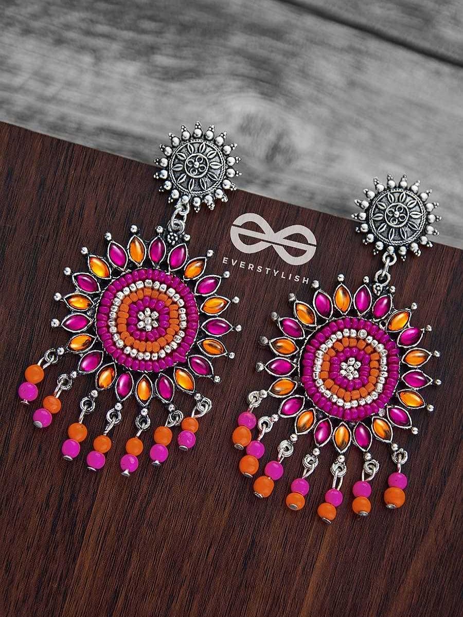 Earrings Everstylish | The Delightful Dreamy Danglers (Orange-Pink)- The Embellished Oxidised Collection