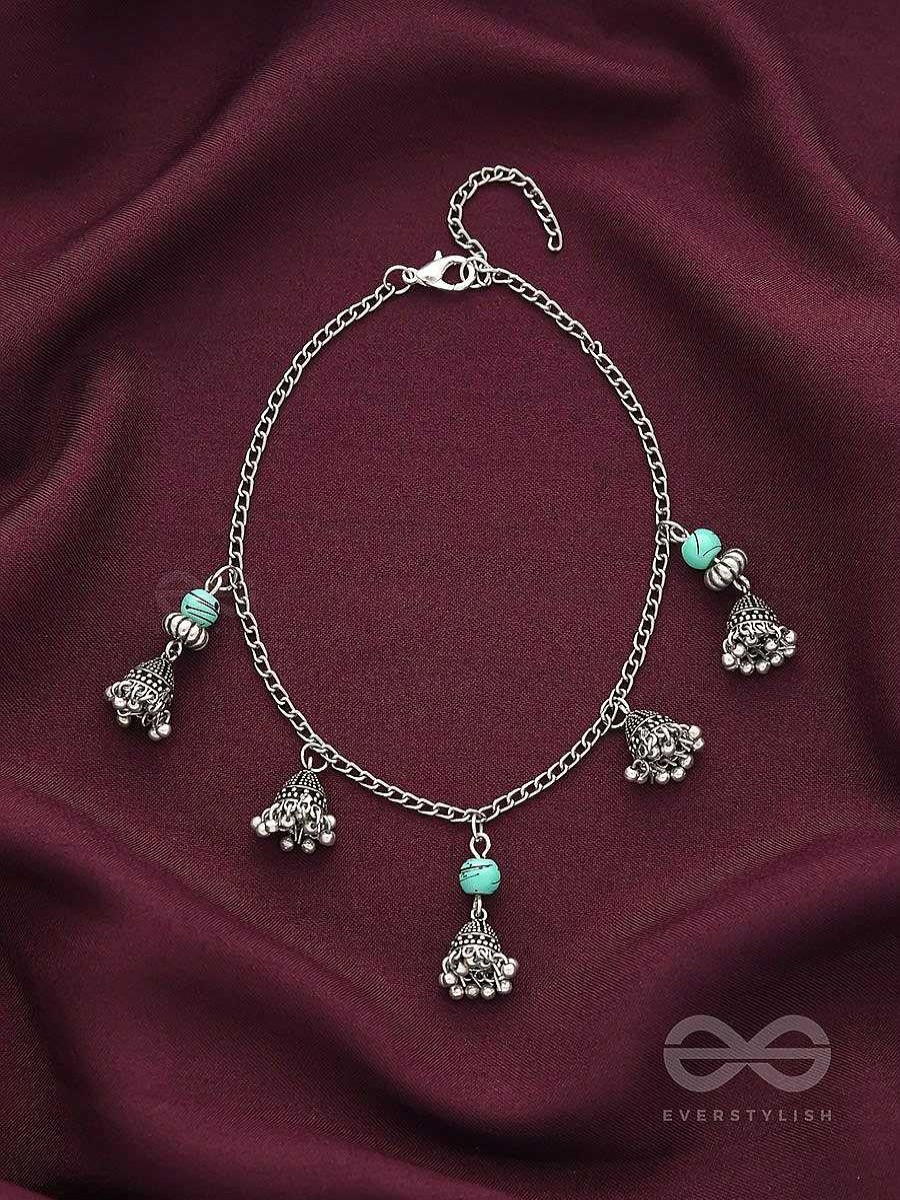 Anklets Everstylish | The Bell Curve- Oxidised Bead Anklet