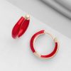 Earrings Everstylish | Luxe Little Loops - Golden Embellished Hoop Earrings (Red)