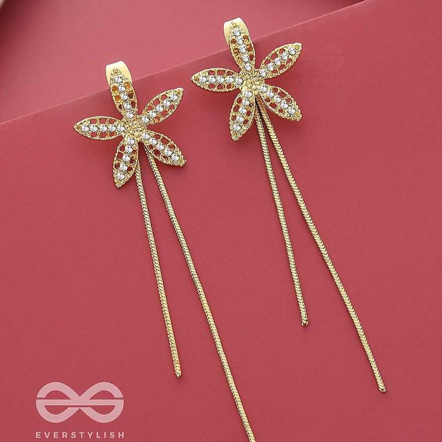 Earrings Everstylish | The Bloomingdale- Statement Golden Rhinestones Earrings