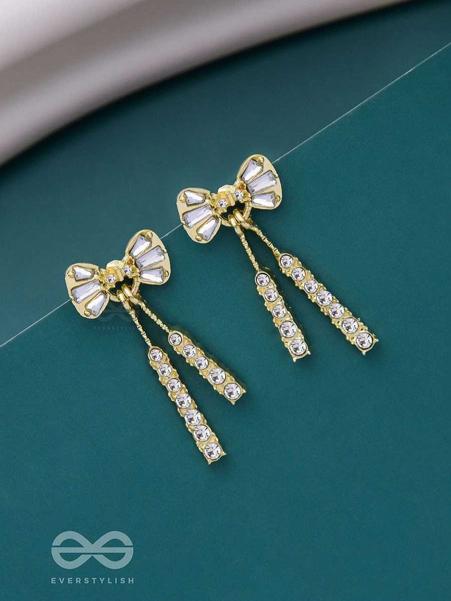 Earrings Everstylish | A Bowtiful Moment - Golden Sparkling Earrings