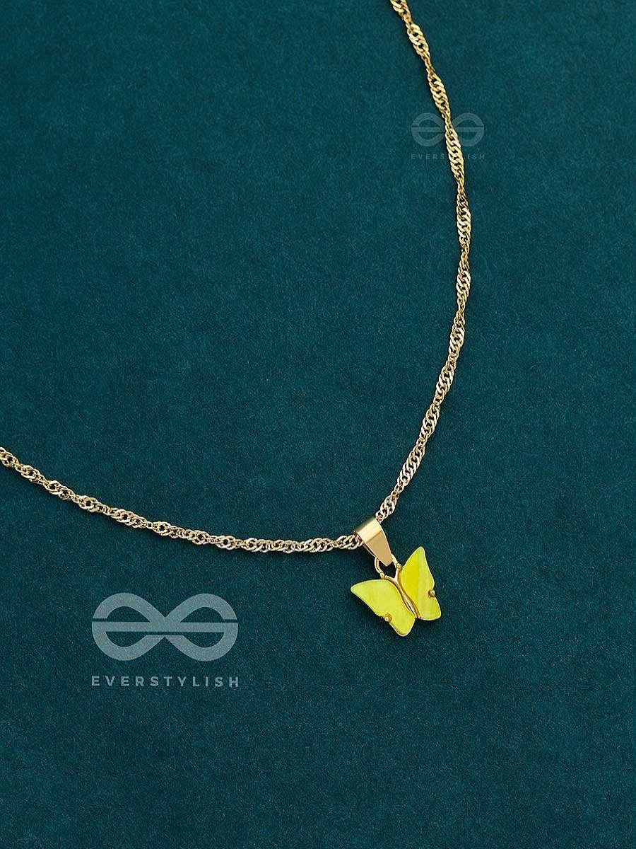 Neckpieces Everstylish | The Beguiling Butterfly - Golden Casual Neckpiece (Lemon Yellow)