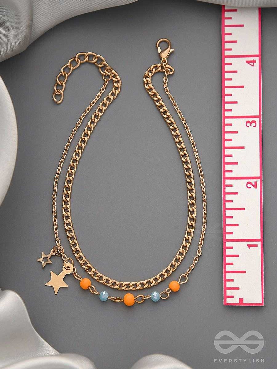 Anklets Everstylish | The Lucky Stars- Golden Beads Layered Anklet