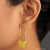 Earrings Everstylish | The Beauteous Butterfly Hoops (Yellow) - Golden Casual Earrings