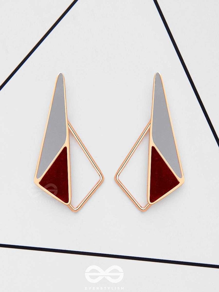 Earrings Everstylish | Sleek Scarlet Shadows - Casual Enameled Earrings