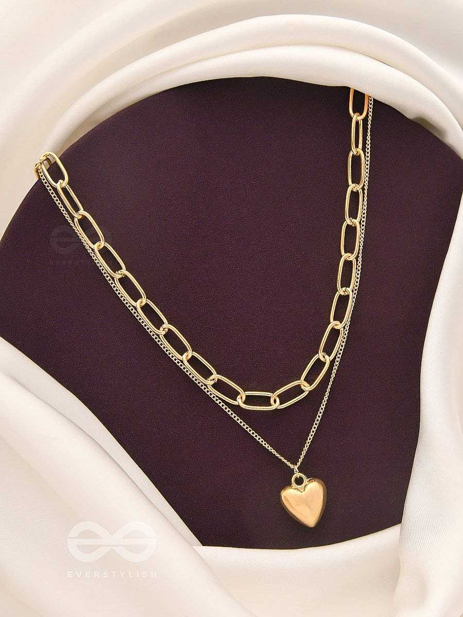 Neckpieces Everstylish | Lock Me In Your Heart - Golden Layered Statement Neckpiece