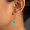 Earrings Everstylish | The Beauteous Butterfly Hoops (Blue) - Golden Casual Earrings