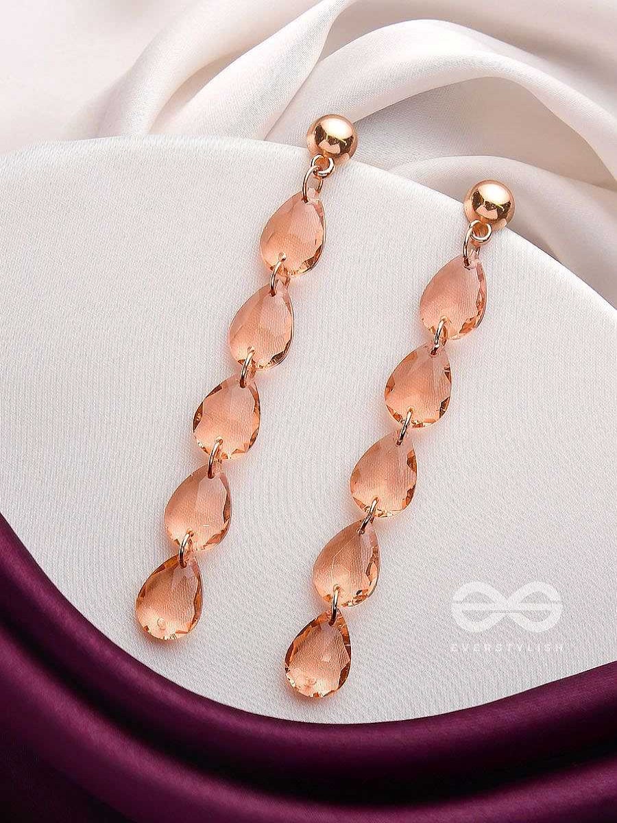 Earrings Everstylish | The Rose-Tinted Rains - Golden Embellished Earrings