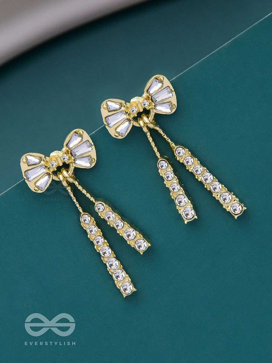 Earrings Everstylish | A Bowtiful Moment - Golden Sparkling Earrings