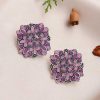 Earrings Everstylish | The Floral Fantasy - Oxidised Statement Stud Earrings (Violet & Orchid Purple)