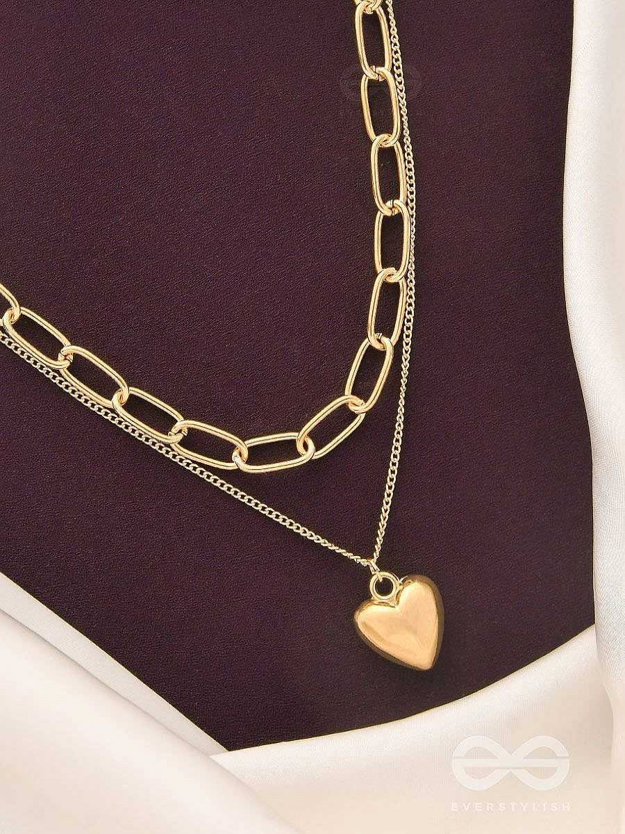 Neckpieces Everstylish | Lock Me In Your Heart - Golden Layered Statement Neckpiece