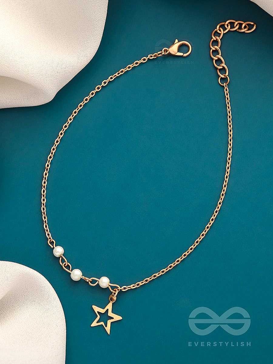 Anklets Everstylish | Star-Struck- Golden Beads Anklet