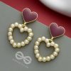 Earrings Everstylish | I'M All Heart - Statement Pearl Enamelled Earrings