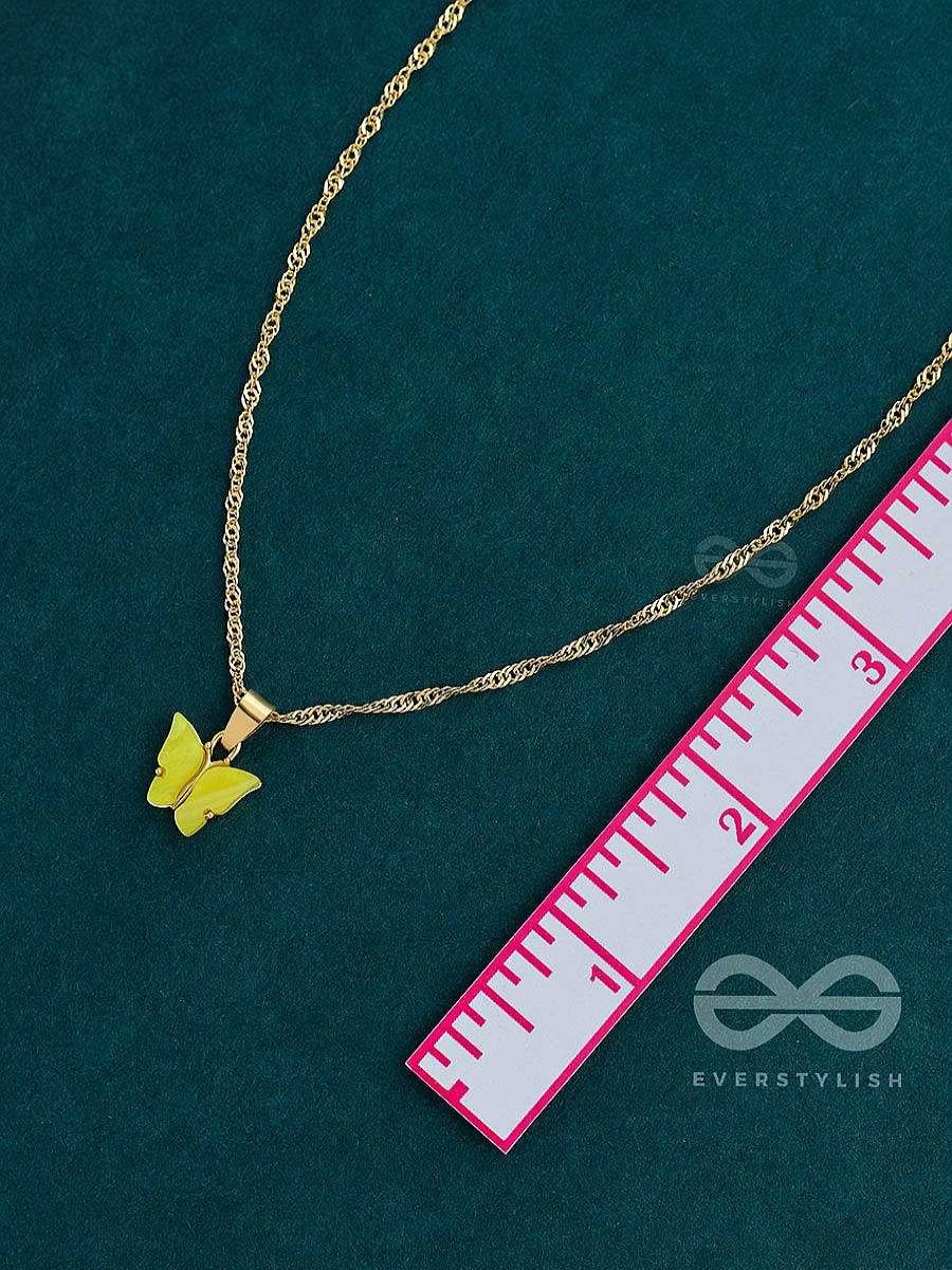 Neckpieces Everstylish | The Beguiling Butterfly - Golden Casual Neckpiece (Lemon Yellow)