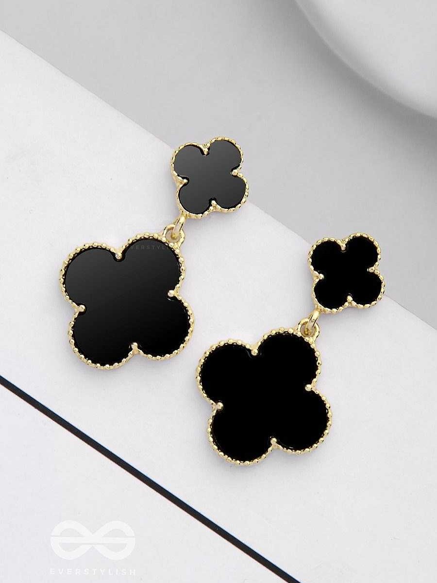 Earrings Everstylish | Good Luck Charm - Golden & Black Drop Earrings