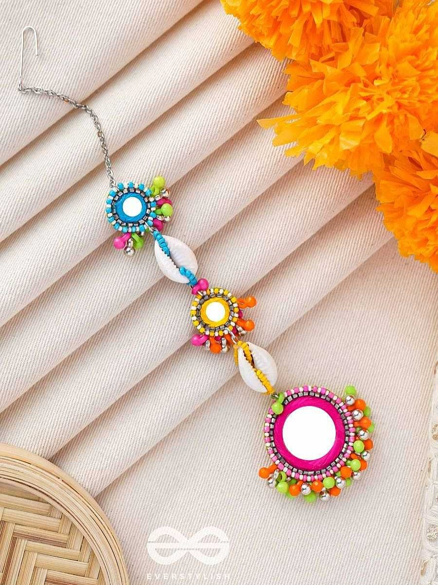 Hair Accessories Everstylish | Pratimita - Beauty In Mirror - Shell, Beads And Mirror Embroidered Maangtika