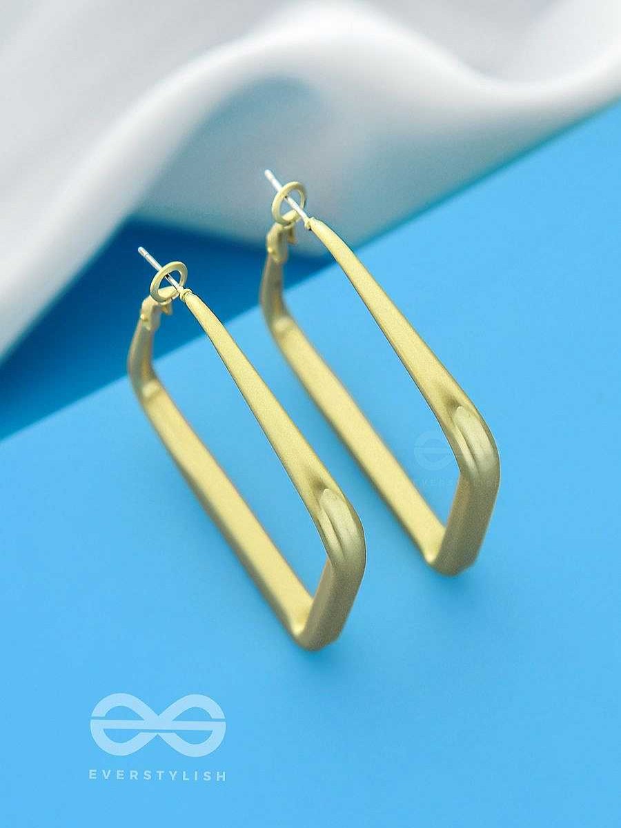 Earrings Everstylish | The Eccentric Squares - Golden Statement Hoops